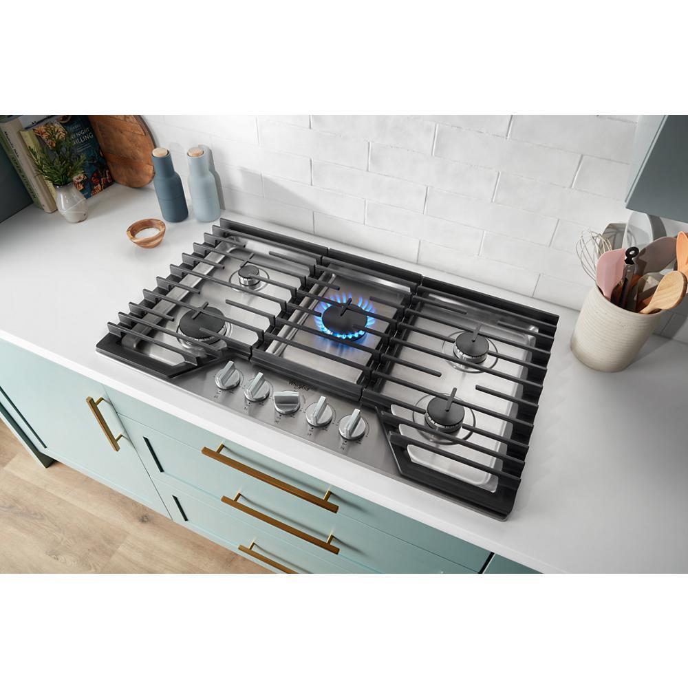 Whirlpool WCGK5036PV 36-Inch Gas Cooktop With Ez-2-Lift™ Hinged Cast-Iron Grates