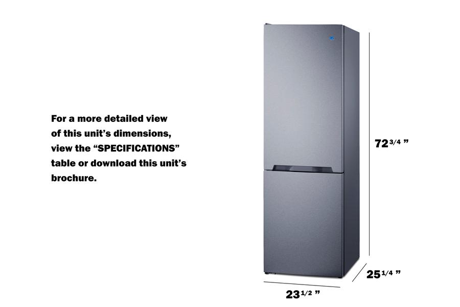 Summit FFBF124SSLHD 24" Wide Bottom Mount Refrigerator-Freezer