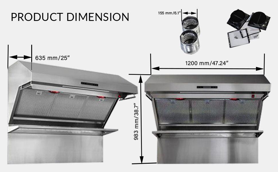 Forno FRHWM502948HB Savona - 48" Wall Mount Range Hood With Hybrid Filters & Back Splash