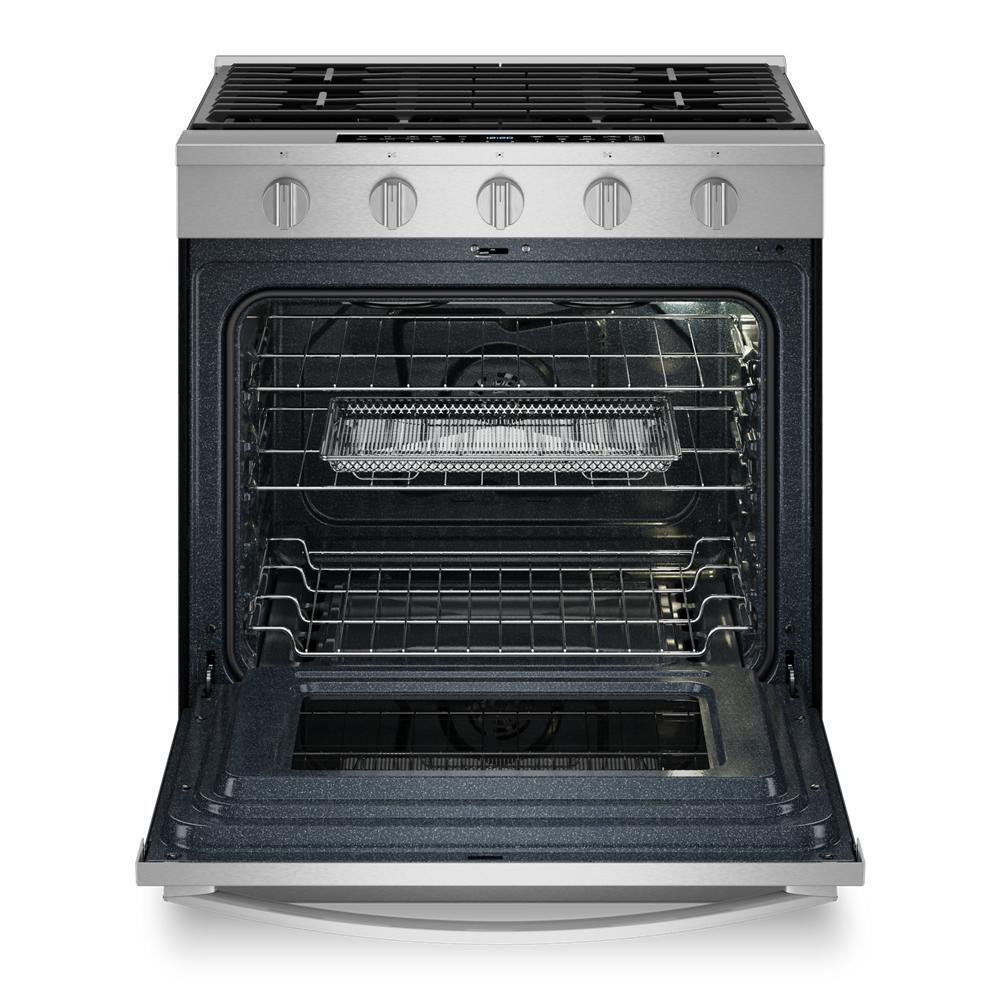 Whirlpool WSGS7530RZ 30-Inch Smart Slide In Gas Range With Air Cooking Technology, No Preheat Air Fry, Wipeclean™ Coating, Steam/Self Clean And High Speed Preheat