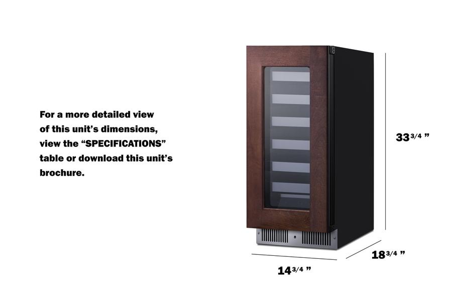 Summit SDHW1532PNR 15" Wide Built-In Wine Cellar (Panel Not Included)