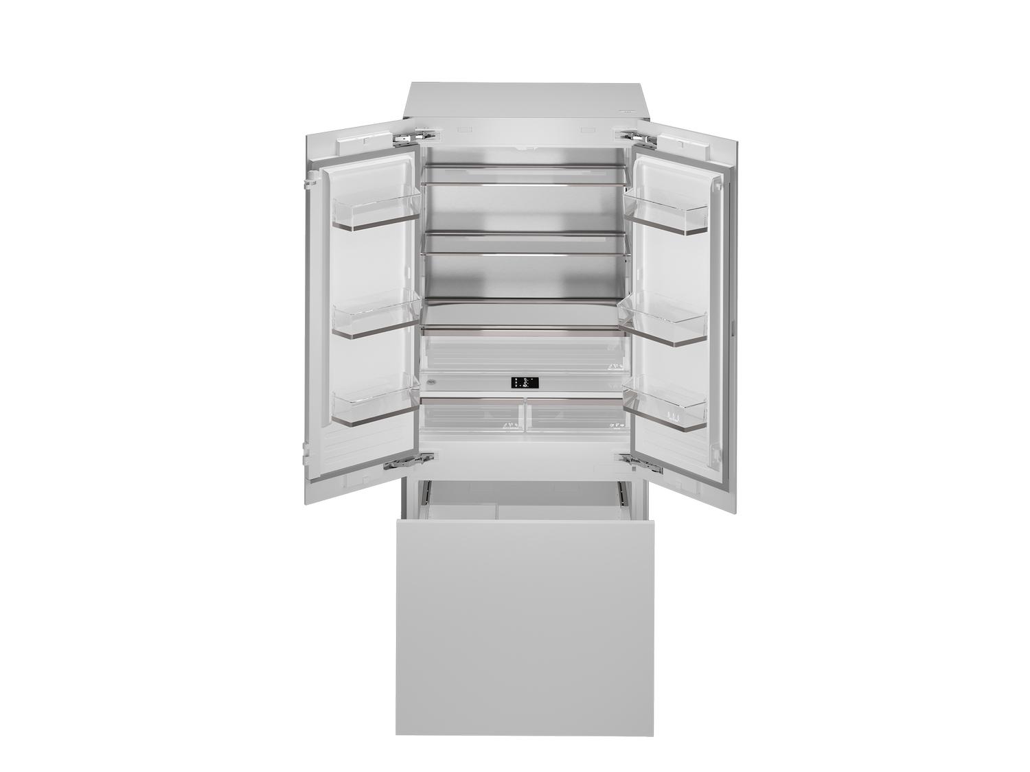 Bertazzoni REF36FDBZPNV24 36 Inch Built-In French Door Refrigerator With Ice Maker And Internal Water Dispenser Panel Ready