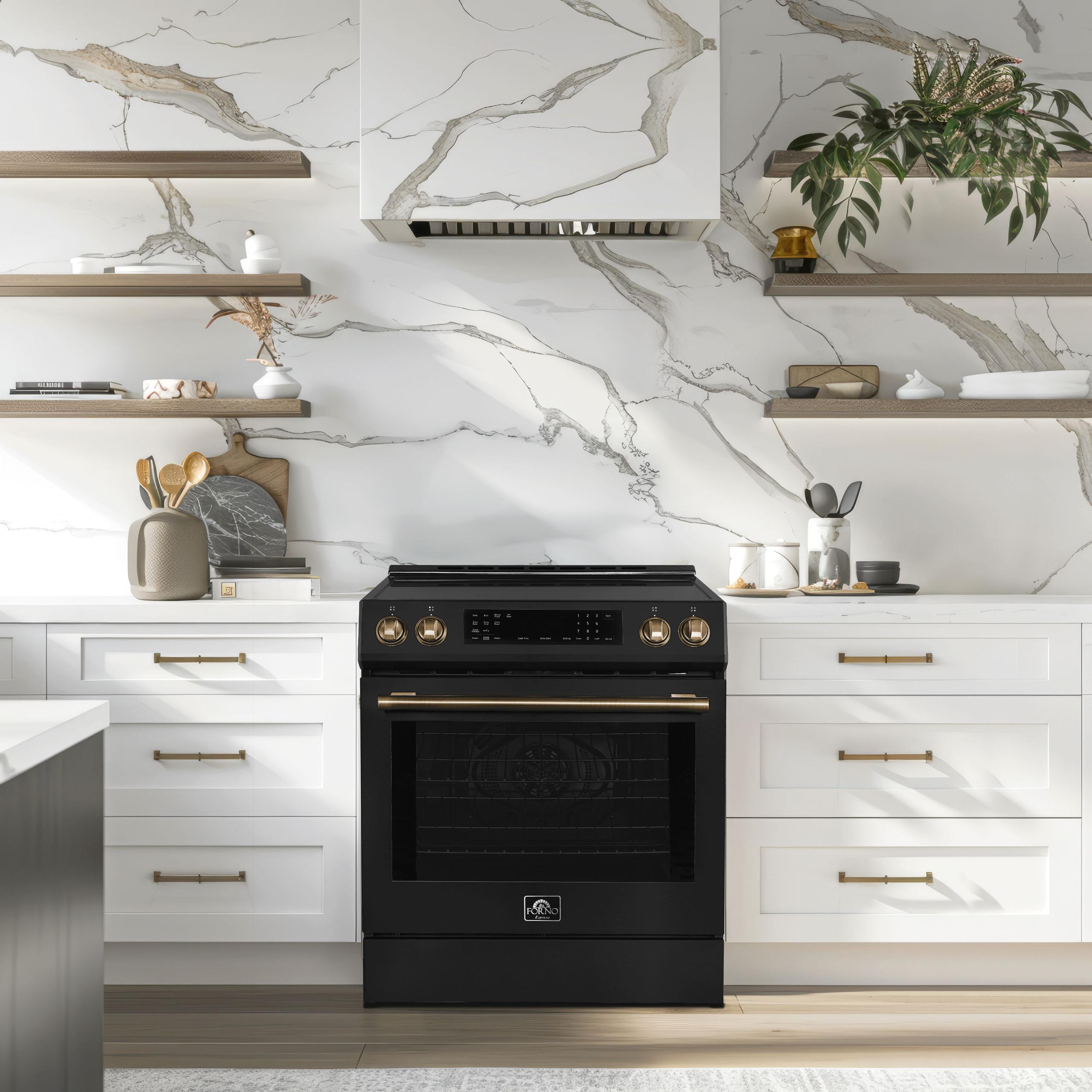 Forno FFSIN090530BLK Espresso Donatello 30-Inch Slide-In Induction Range Black