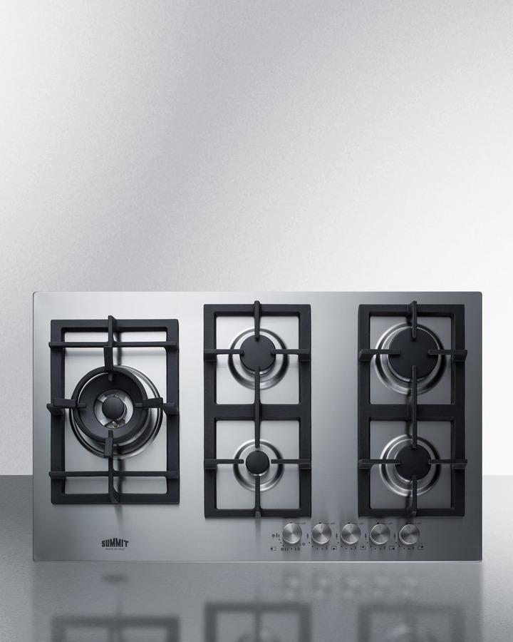 Summit GCJ536SSLP 34" Wide 5-Burner Propane Gas Cooktop In Stainless Steel