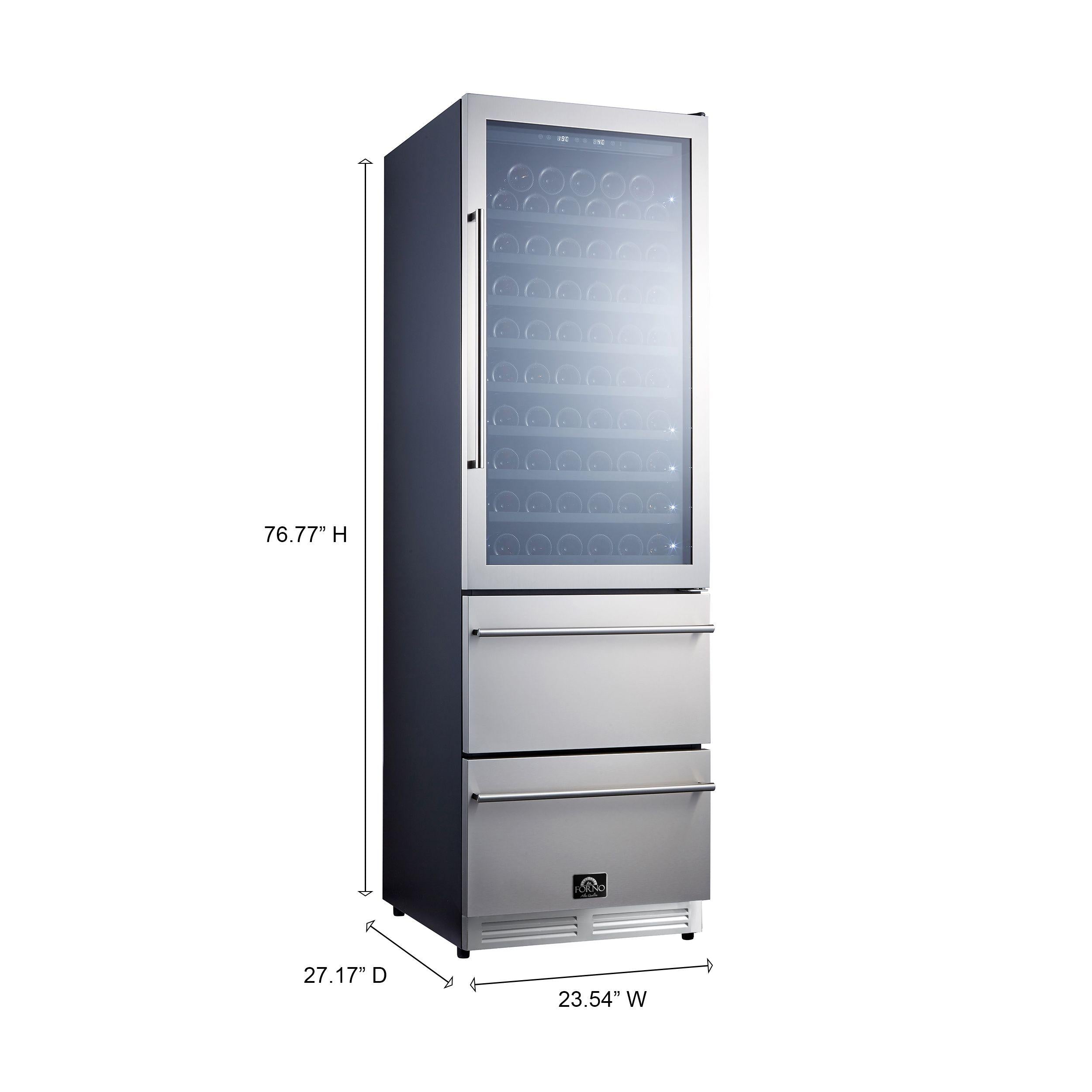 Forno FWCDR662824S Azienda - Dual Temperature Zone 24'' Wine Cooler -108 Bottles With Two Refrigerated Drawers