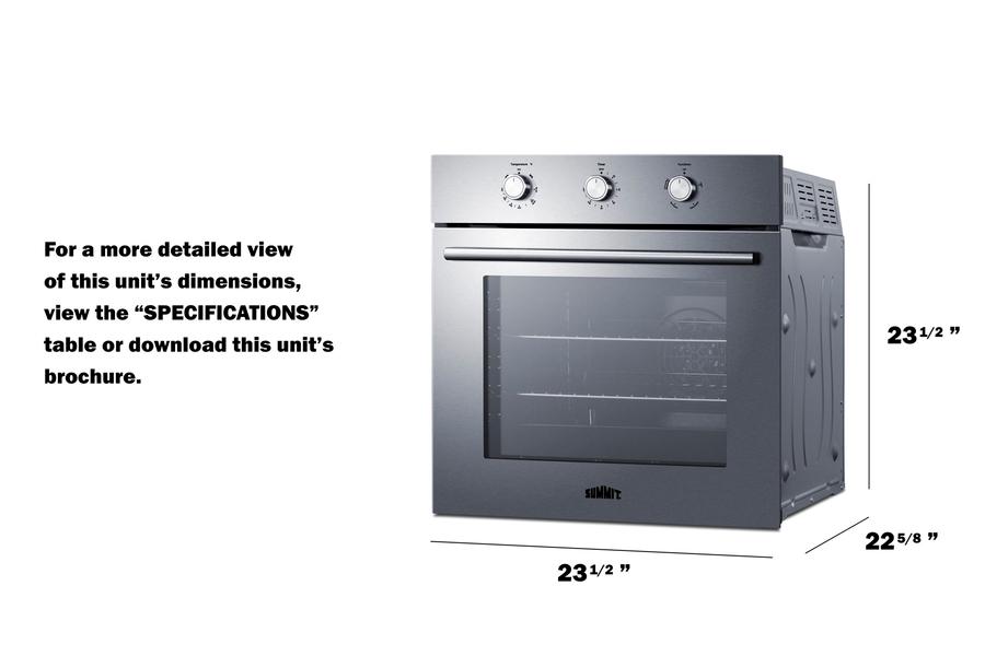 Summit SGW243SS 24" Wide Gas Wall Oven