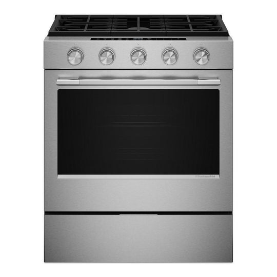 Kitchenaid KSGS530SPS 5.0 Cu. Ft. Smart Slide-In Gas Range With Convection Cooking Modes And 2-In-1 Burner