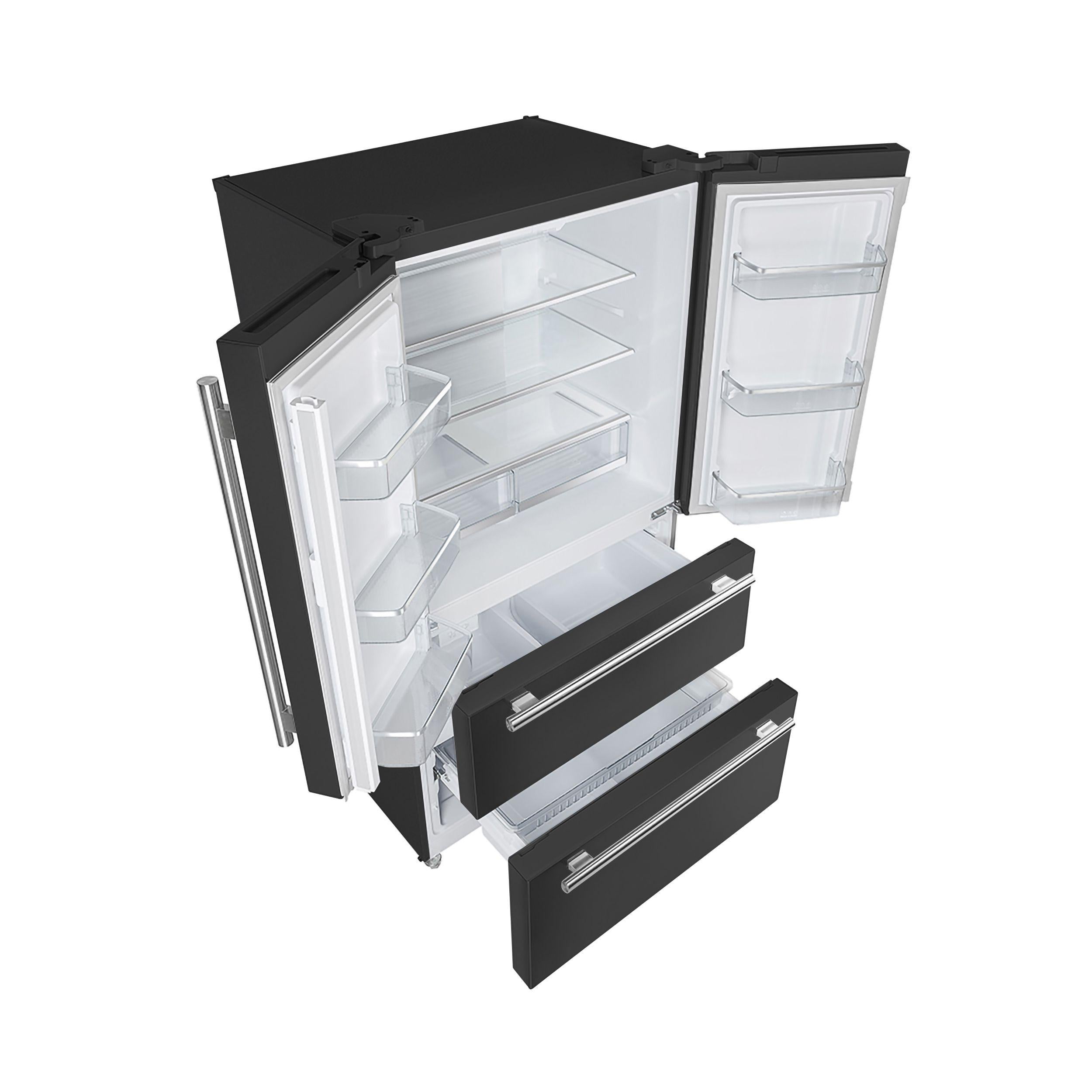 Forno FFRBI182036BLK Espresso Moena 36-Inch French Door Refrigerator In Black, 19.2 Cu.Ft