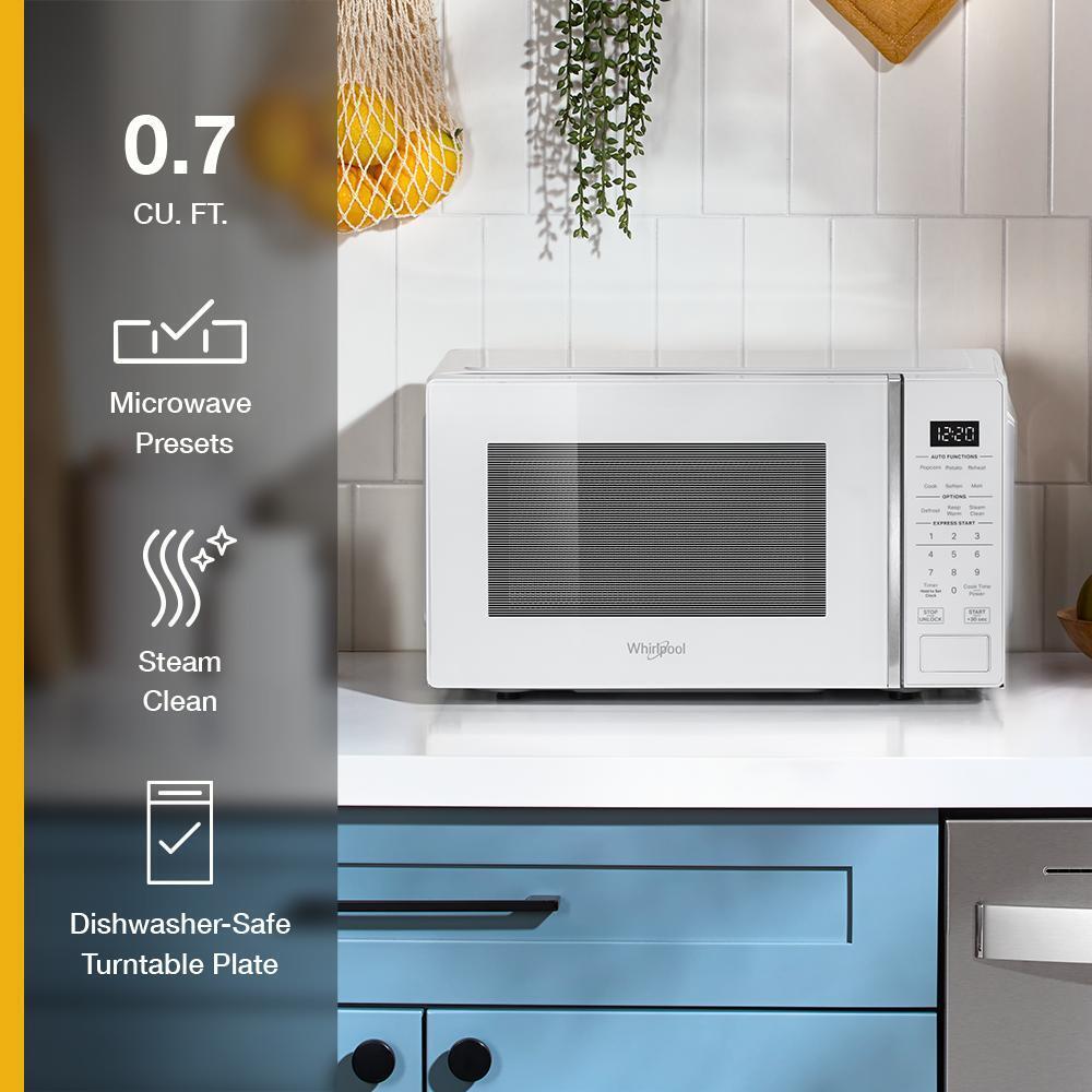 Whirlpool WMCS3018RW 0.7 Cu. Ft. White Countertop Microwave With Steam Clean - 700 Watt