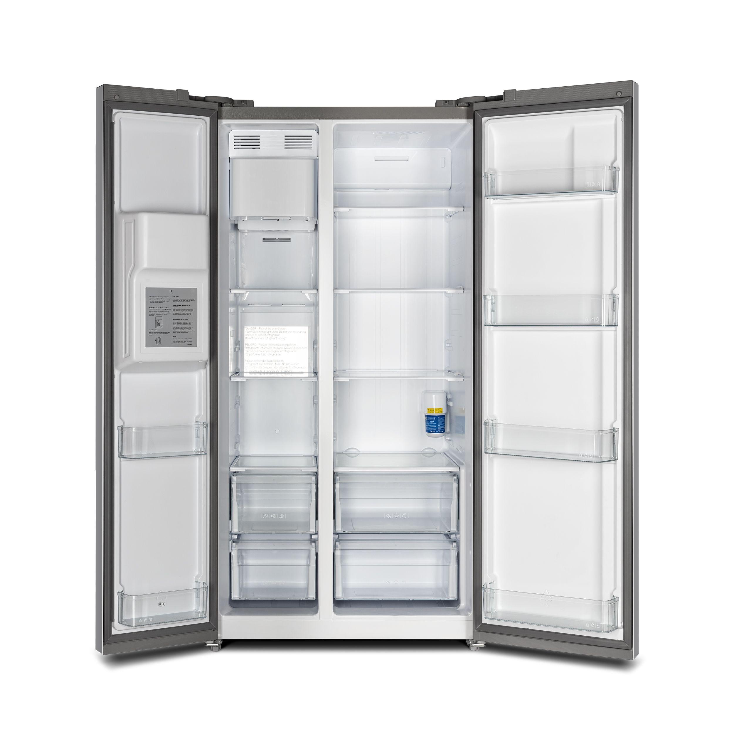 Forno FFRBI184440SG Salerno 36" Side By Side 20 Cu.Ft Stainless Steel Refrigerator With Ice Maker & Decorative Grill
