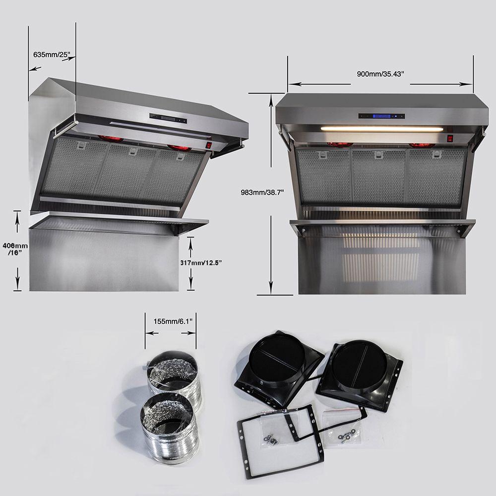 Forno FRHWM502936HB Savona - 36" Wall Mount Range Hood With Hybrid Filters & Back Splash
