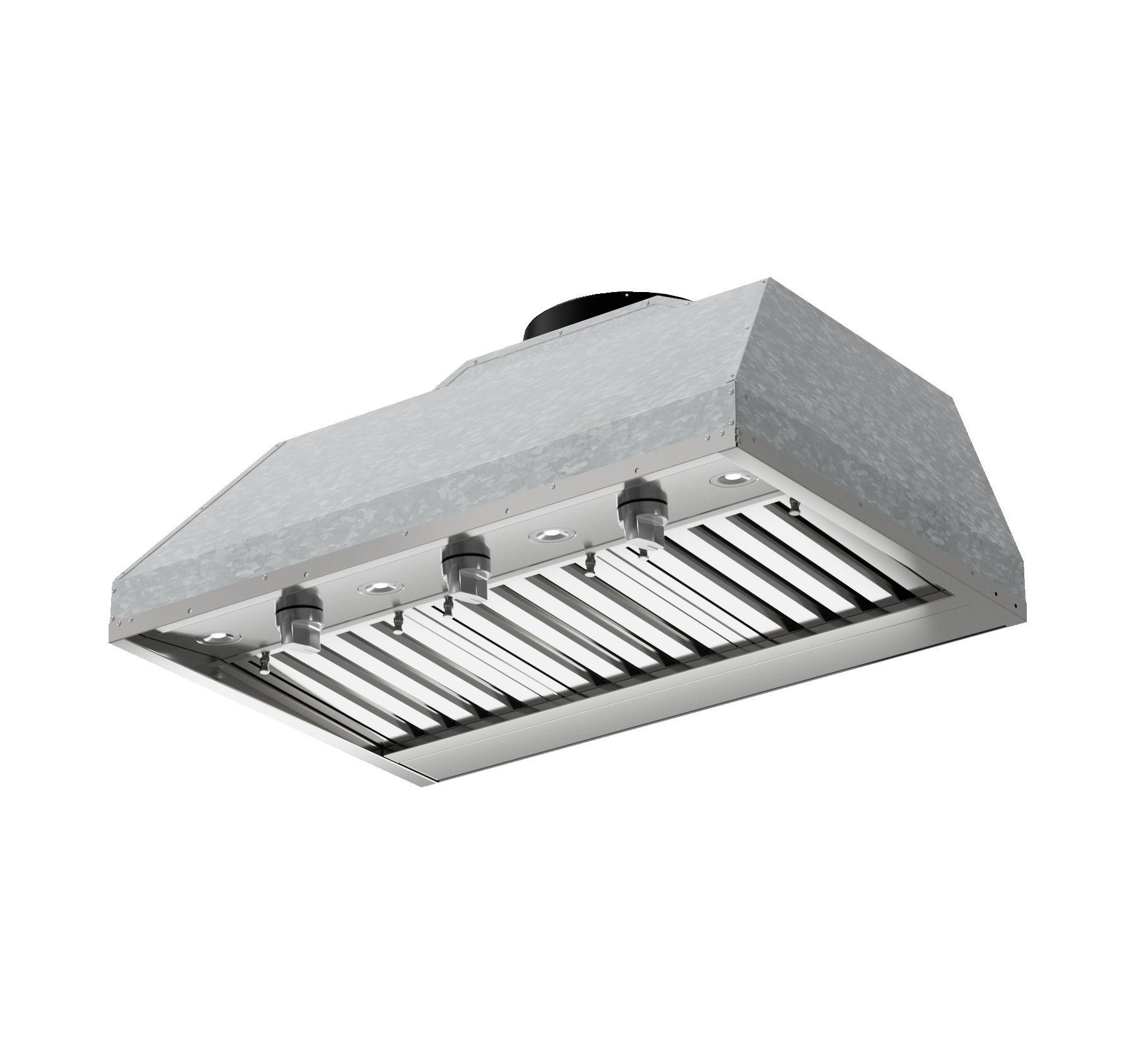 Xo Appliance XOGVIL36S Outdoor Custom Insert For A 36" Wide Custom Hood, 1200 Cfm, Led Lights, Pro Baffle Filters