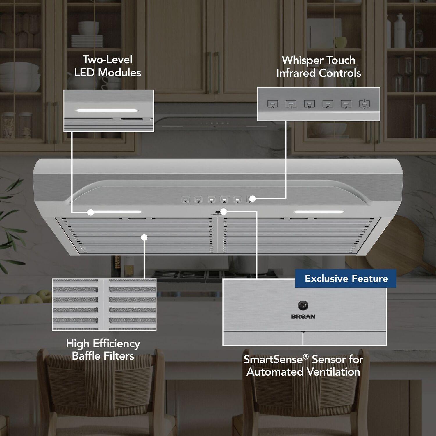 Broan ALT4306SS Alta 30-Inch 640 Max Blower Cfm 0.8 Sones Stainless Steel Range Hood