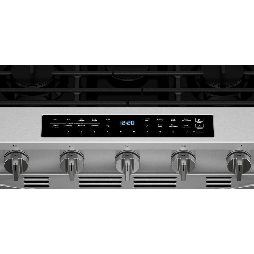Whirlpool WSGS7530RZ 30-Inch Smart Slide In Gas Range With Air Cooking Technology, No Preheat Air Fry, Wipeclean™ Coating, Steam/Self Clean And High Speed Preheat