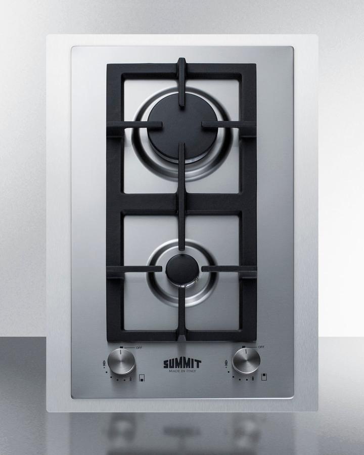 Summit GCJ2SSLPTK15 15" Wide 2-Burner Propane Gas Cooktop In Stainless Steel