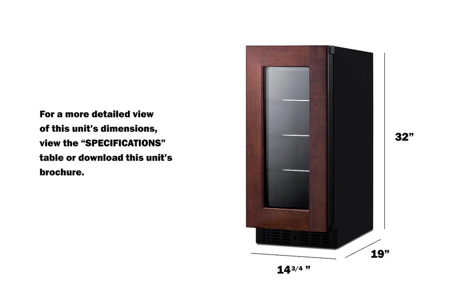 Summit ASDG1521PNR 15" Wide Built-In Beverage Center, Ada Compliant (Panel Not Included)