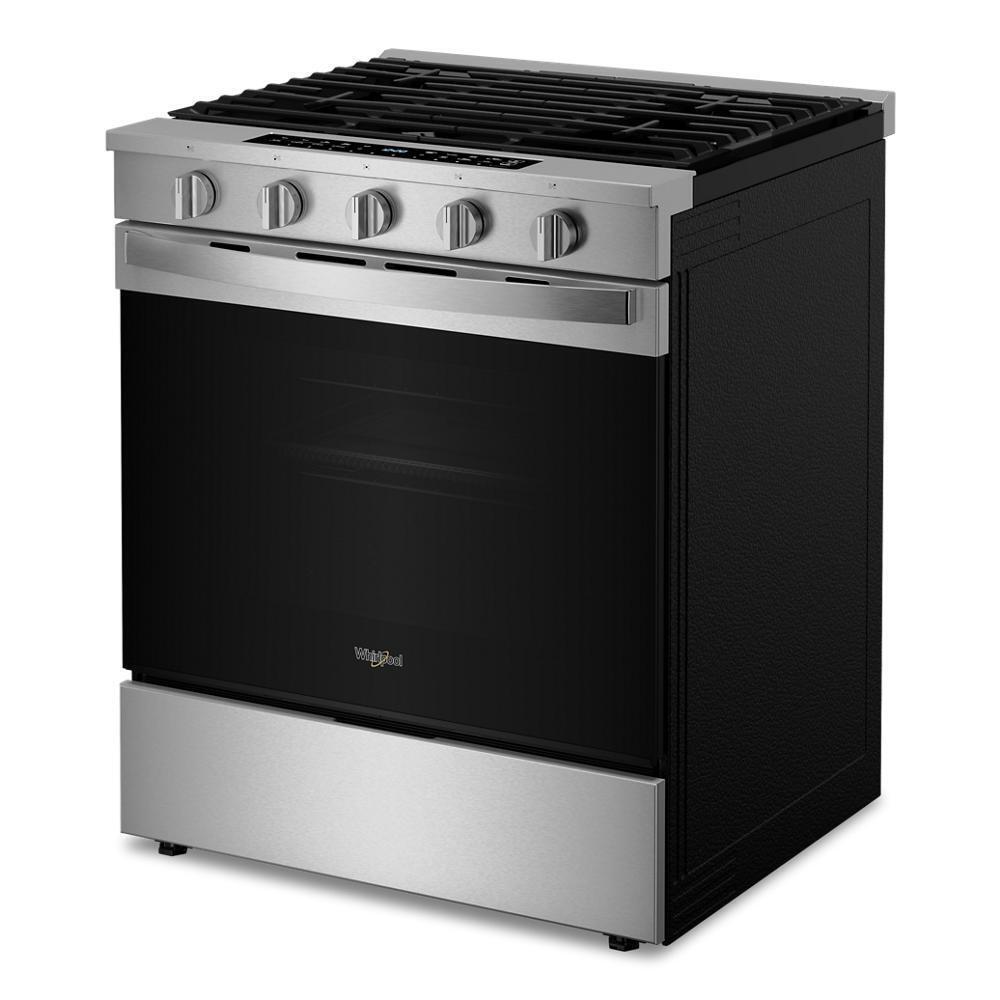 Whirlpool WSGS7530RZ 30-Inch Smart Slide In Gas Range With Air Cooking Technology, No Preheat Air Fry, Wipeclean™ Coating, Steam/Self Clean And High Speed Preheat