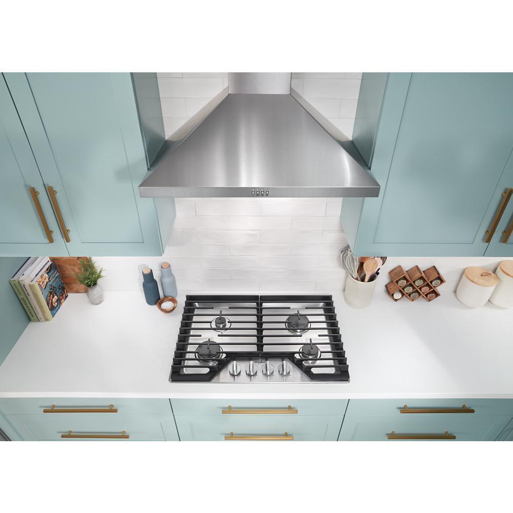 Whirlpool WCGK5030PS 30-Inch Gas Cooktop With Ez-2-Lift™ Hinged Cast-Iron Grates