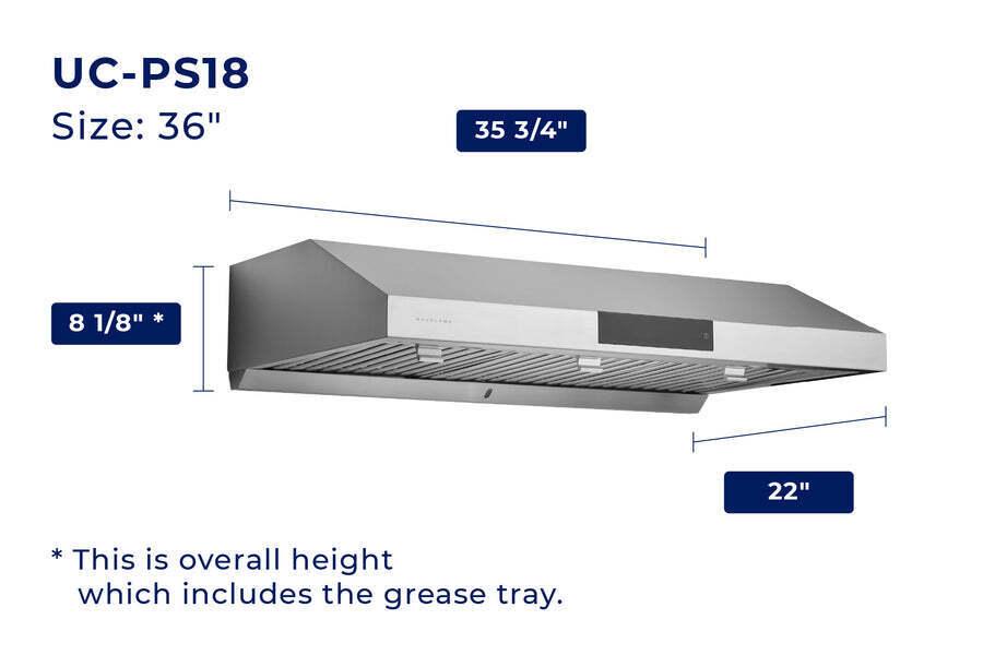 Hauslane UCPS18SS36 Hauslane Chef 36-In Ducted Stainless Steel Undercabinet Range Hood