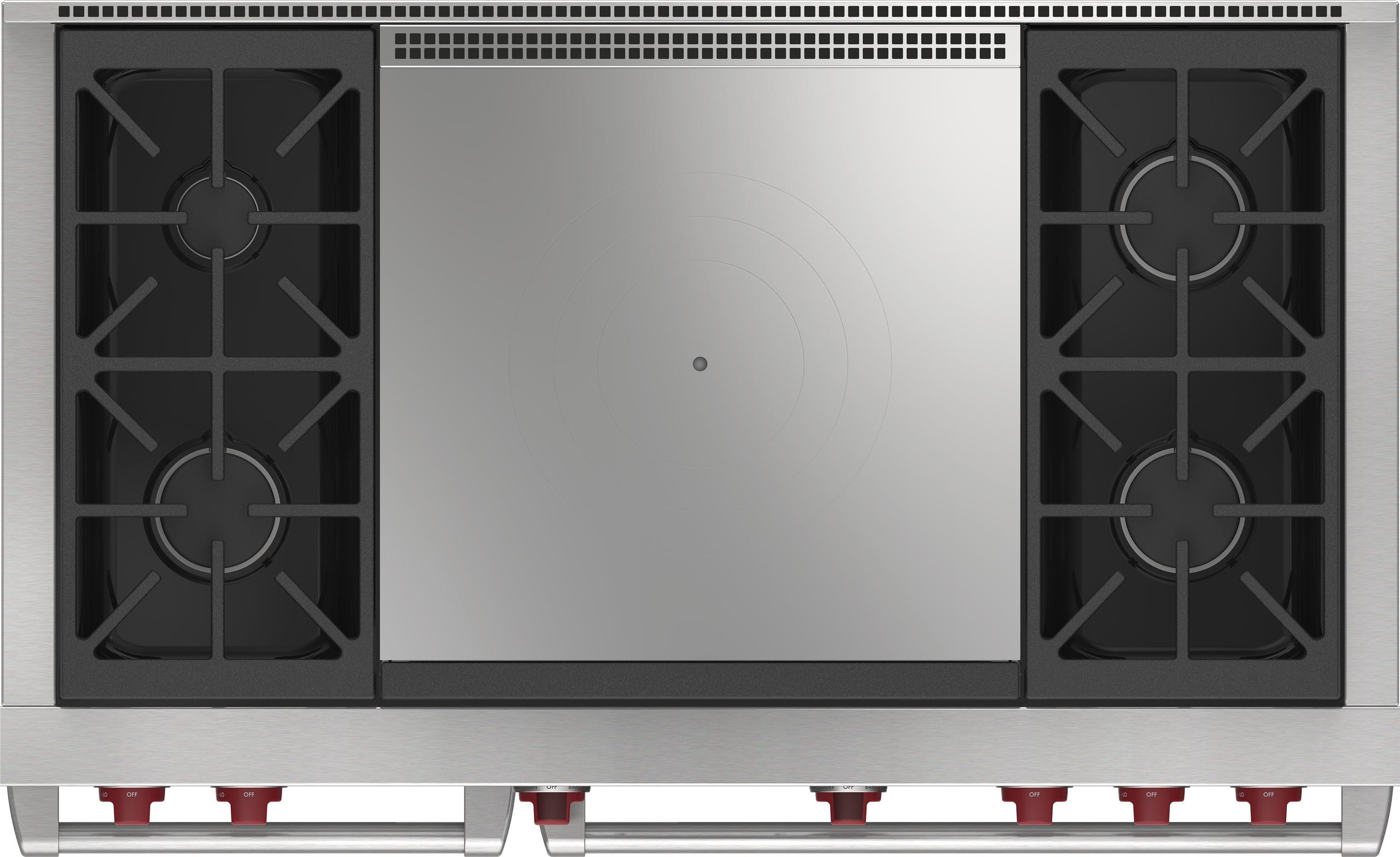 Wolf DF48450FBKP 48" Dual Fuel Range - 4 Burners And French Top