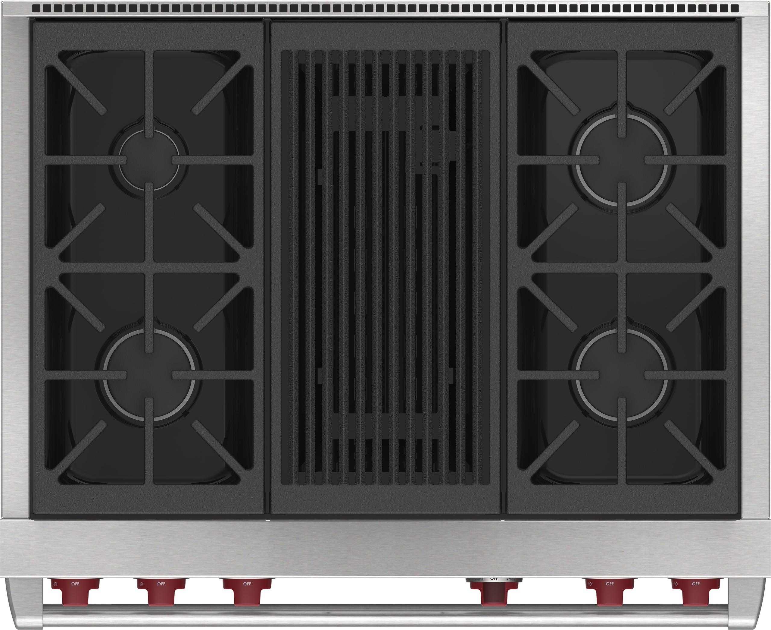 Wolf DF36450CBKP 36" Dual Fuel Range - 4 Burners And Infrared Charbroiler