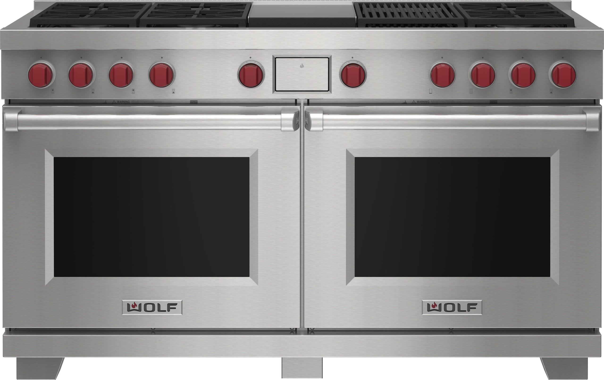 Wolf DF60650CGBKP 60" Dual Fuel Range - 6 Burners, Infrared Charbroiler And Infrared Griddle