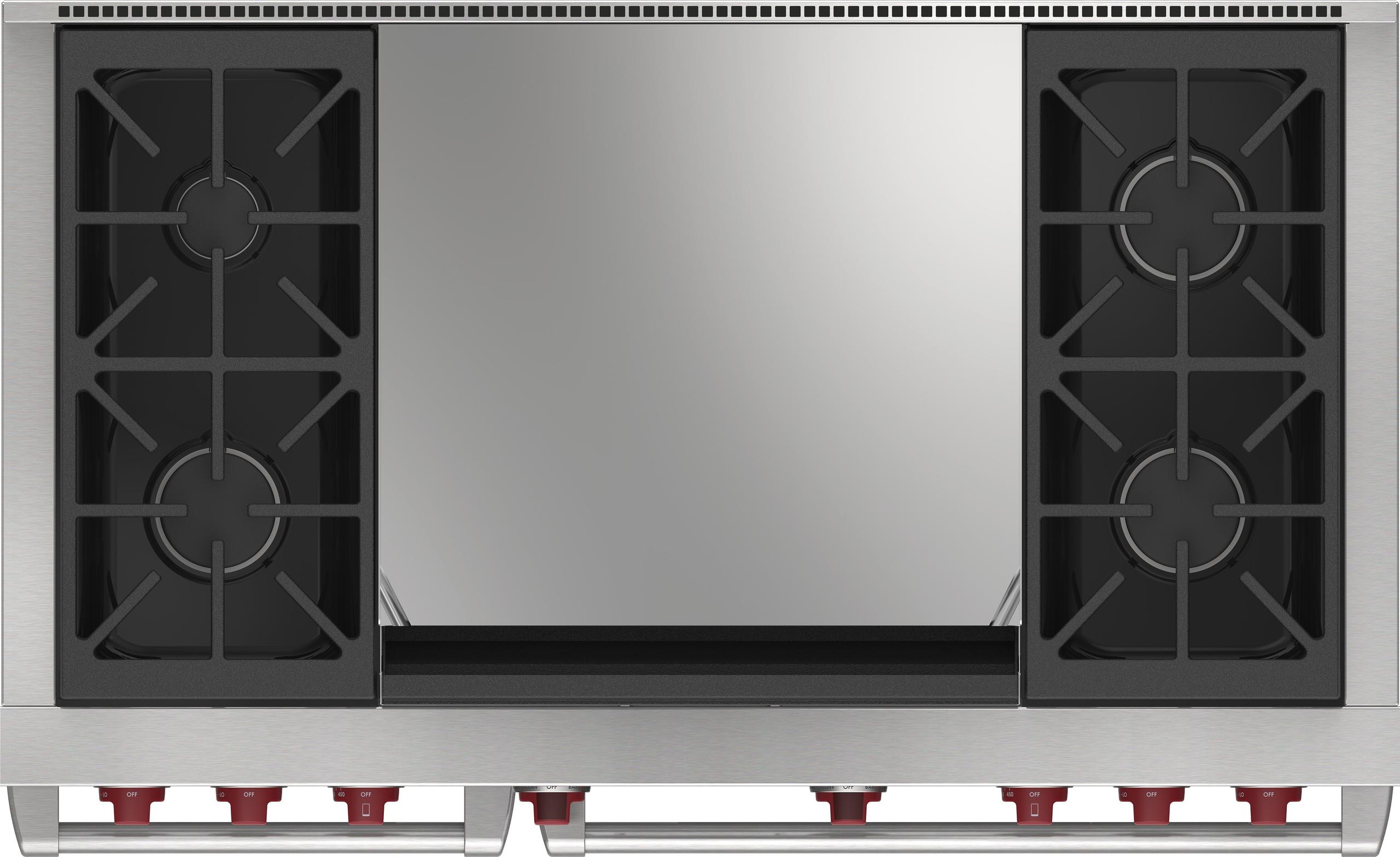 Wolf DF48450DGBKPLP 48" Dual Fuel Range - 4 Burners And Infrared Dual Griddle