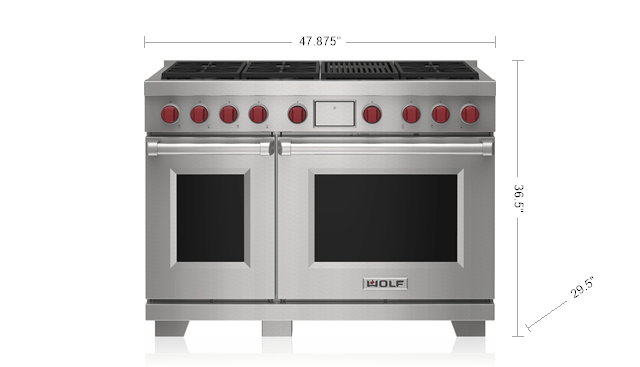 Wolf DF48650CBKPLP 48" Dual Fuel Range - 6 Burners And Infrared Charbroiler