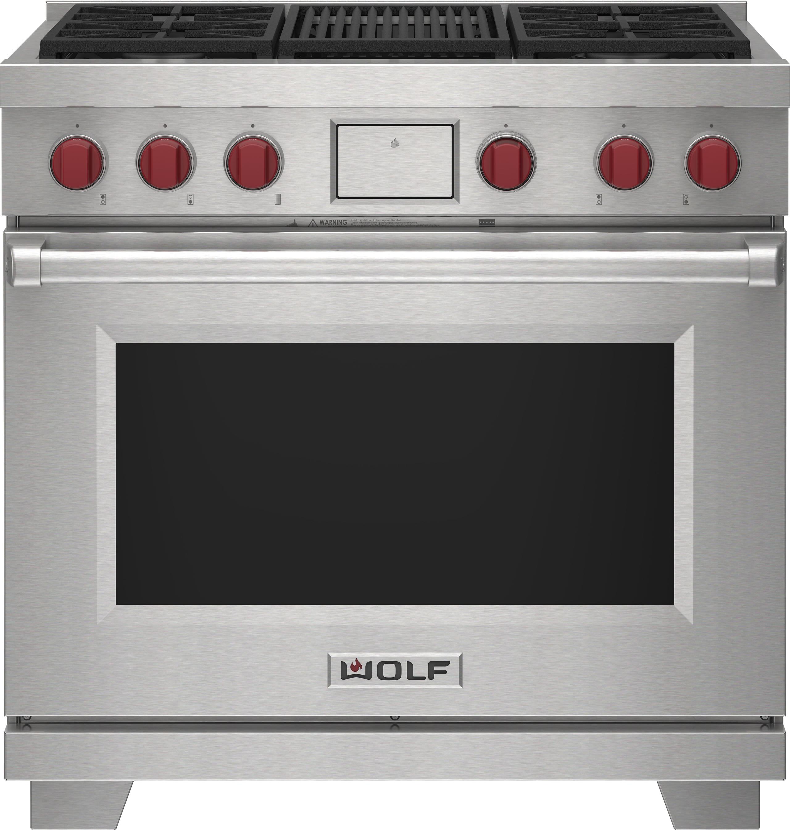 Wolf DF36450CBKP 36" Dual Fuel Range - 4 Burners And Infrared Charbroiler