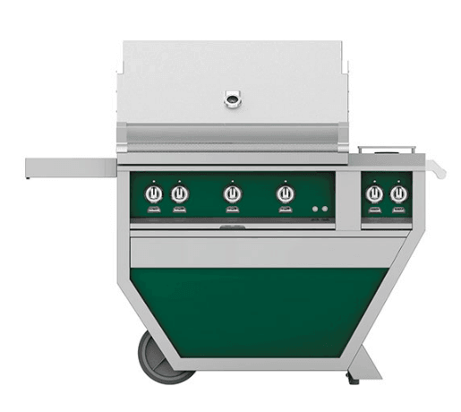 Hestan GABR36CX2LPGR Hestan 36" Liquid Propane Gas Deluxe Freestanding Grill And Cart W/ Double Side Burner Gabr36Cx2 - Green (Custom Color: Grove)