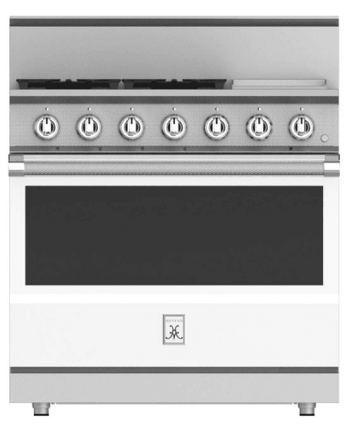 Hestan KRG364GDLPWH 36" 4-Burner All Gas Range With 12" Griddle - Liquid Propane - White / Froth