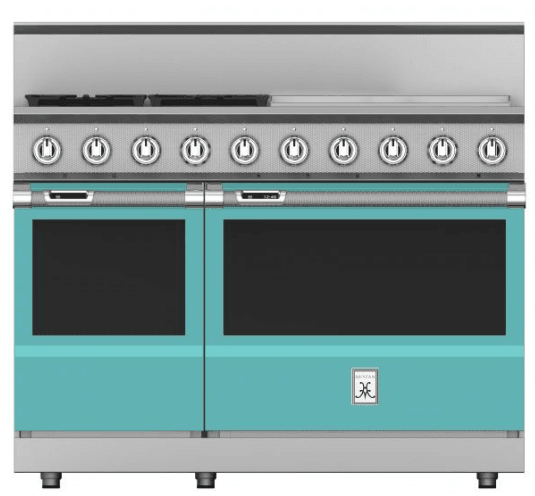 Hestan KRD484GDLPTQ 48" 4-Burner Dual Fuel Range With 24" Griddle - Liquid Propane - Turquoise / Bora Bora