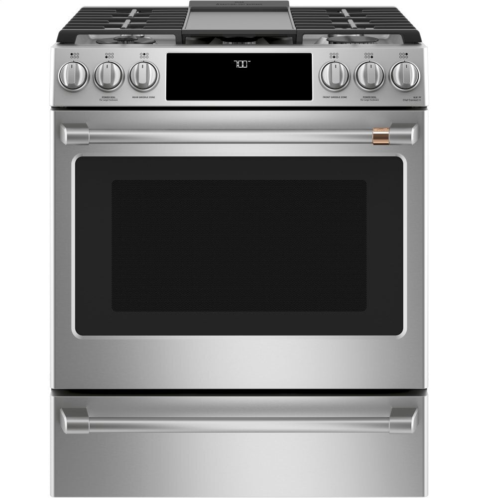 Cafe CGS700P2MS1 Café 30" Smart Slide-In, Front-Control, Gas Range With Convection Oven