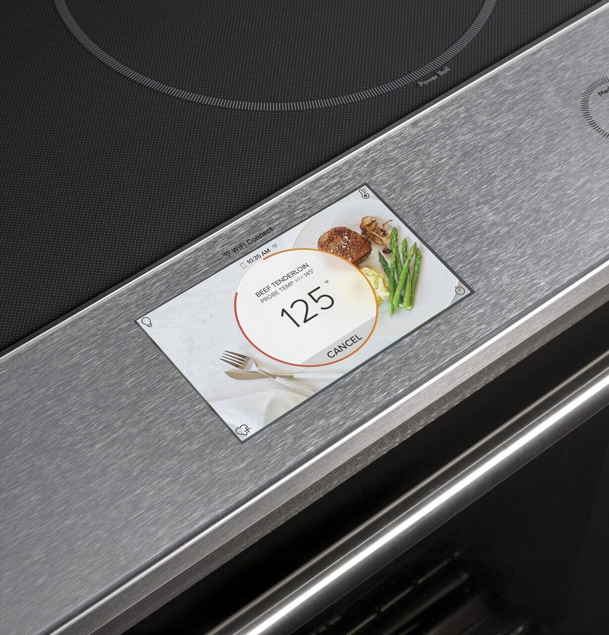 Cafe CHS90XM2NS5 Café 30" Smart Slide-In, Front-Control, Induction And Convection Range With In-Oven Camera In Platinum Glass