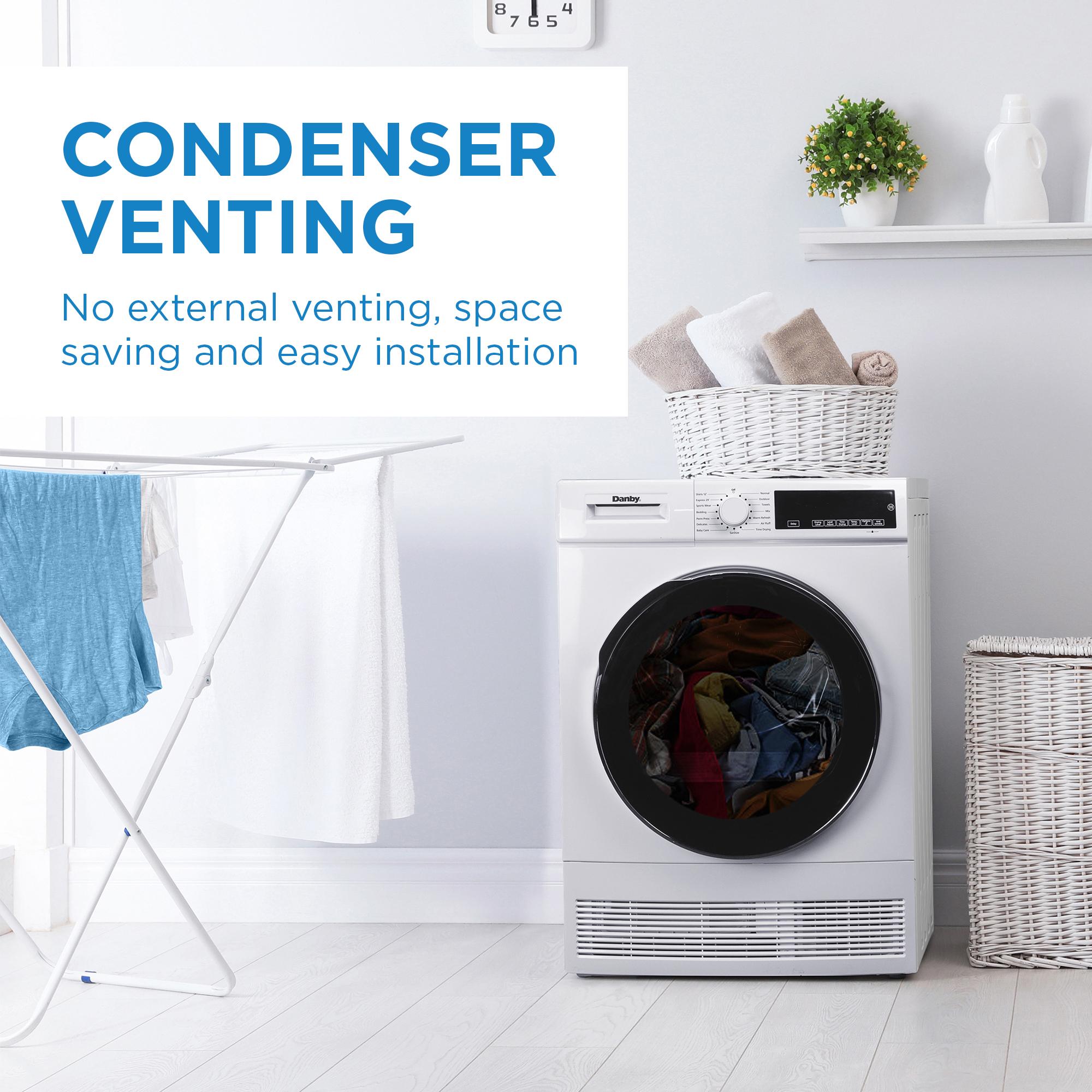 Danby DDY040D4WDB Danby 24-Inch, 4.0 Cu Ft. Compact Condensing Sensor Dryer In White With Stacking Kit