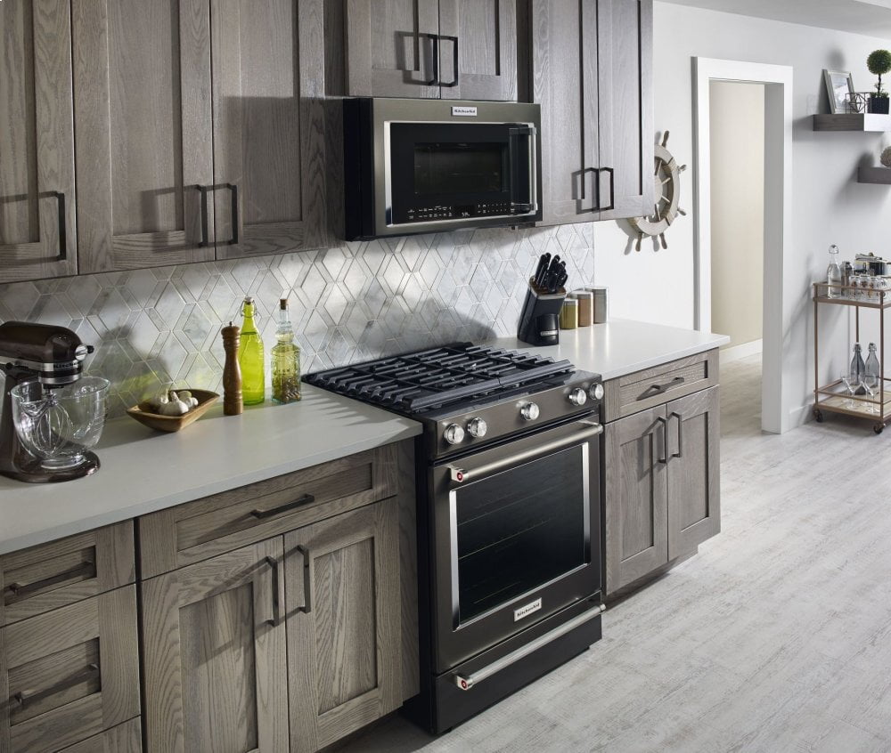 Kitchenaid KSGG700EBS 30-Inch 5-Burner Gas Slide-In Convection Range - Black Stainless Steel With Printshield™ Finish