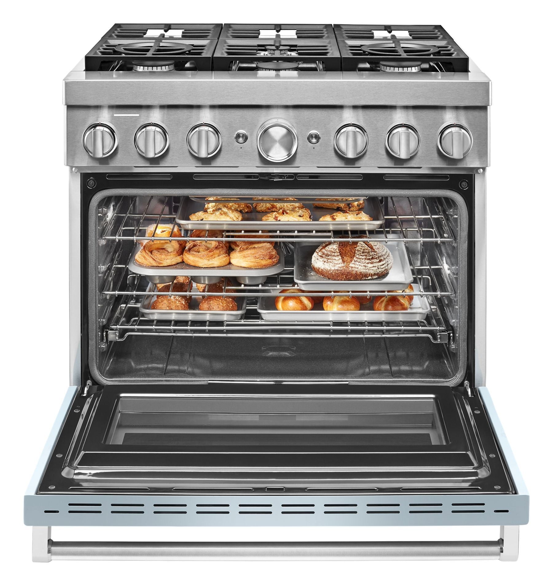 Kitchenaid KFDC506JMB Kitchenaid® 36'' Smart Commercial-Style Dual Fuel Range With 6 Burners - Misty Blue