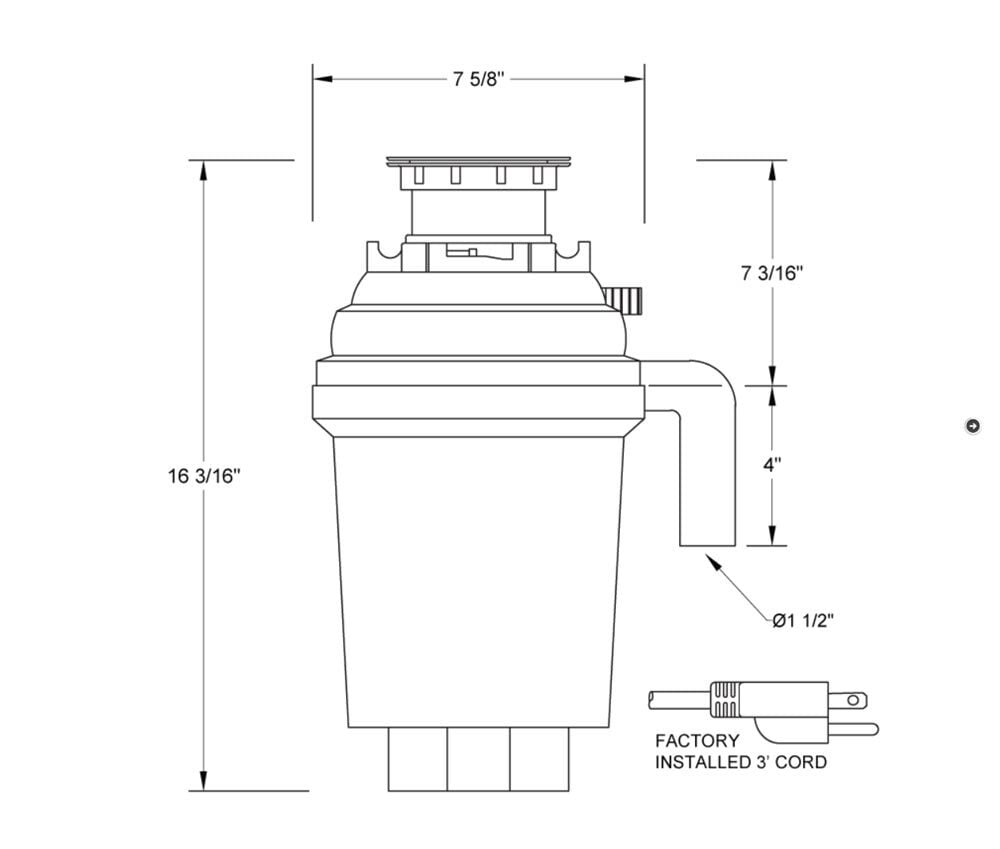Xo Appliance XOD34HP 3/4 Hp Twist Lock Mount, Continuous Feed Disposal