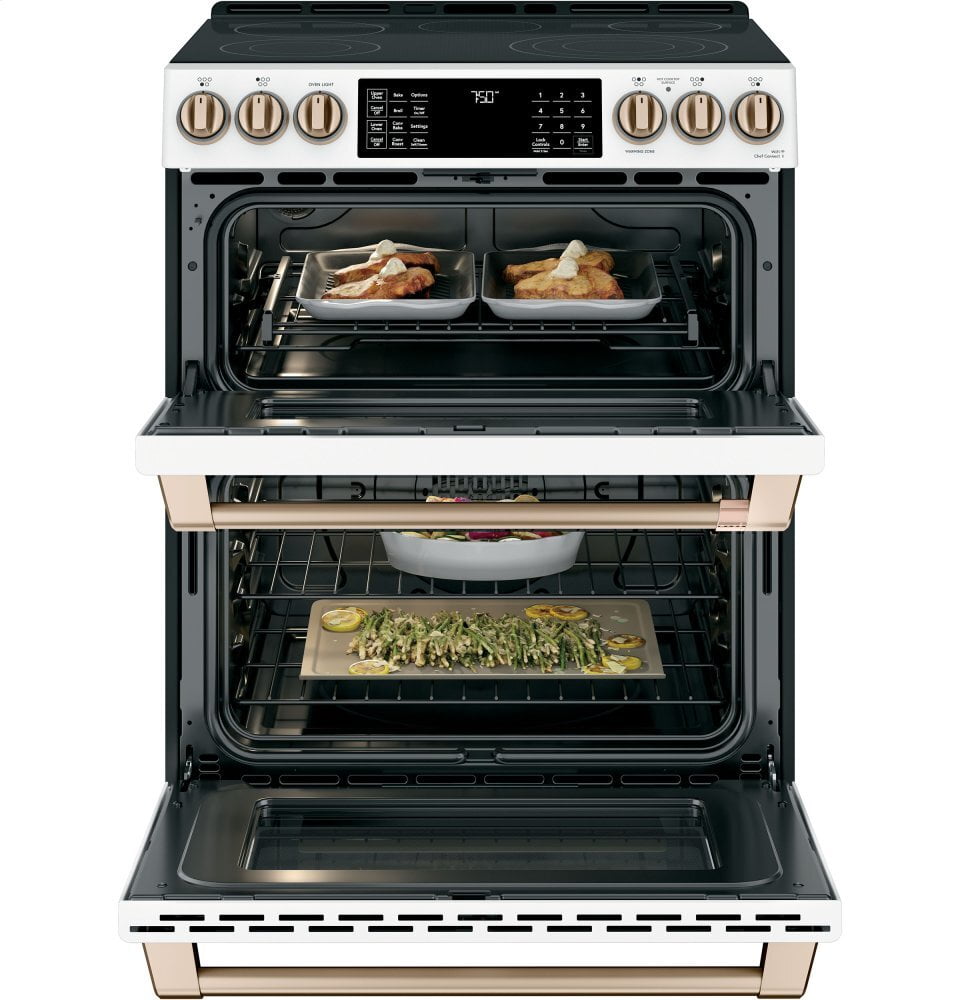 Cafe CES750P4MW2 Café 30" Smart Slide-In, Front-Control, Radiant And Convection Double-Oven Range