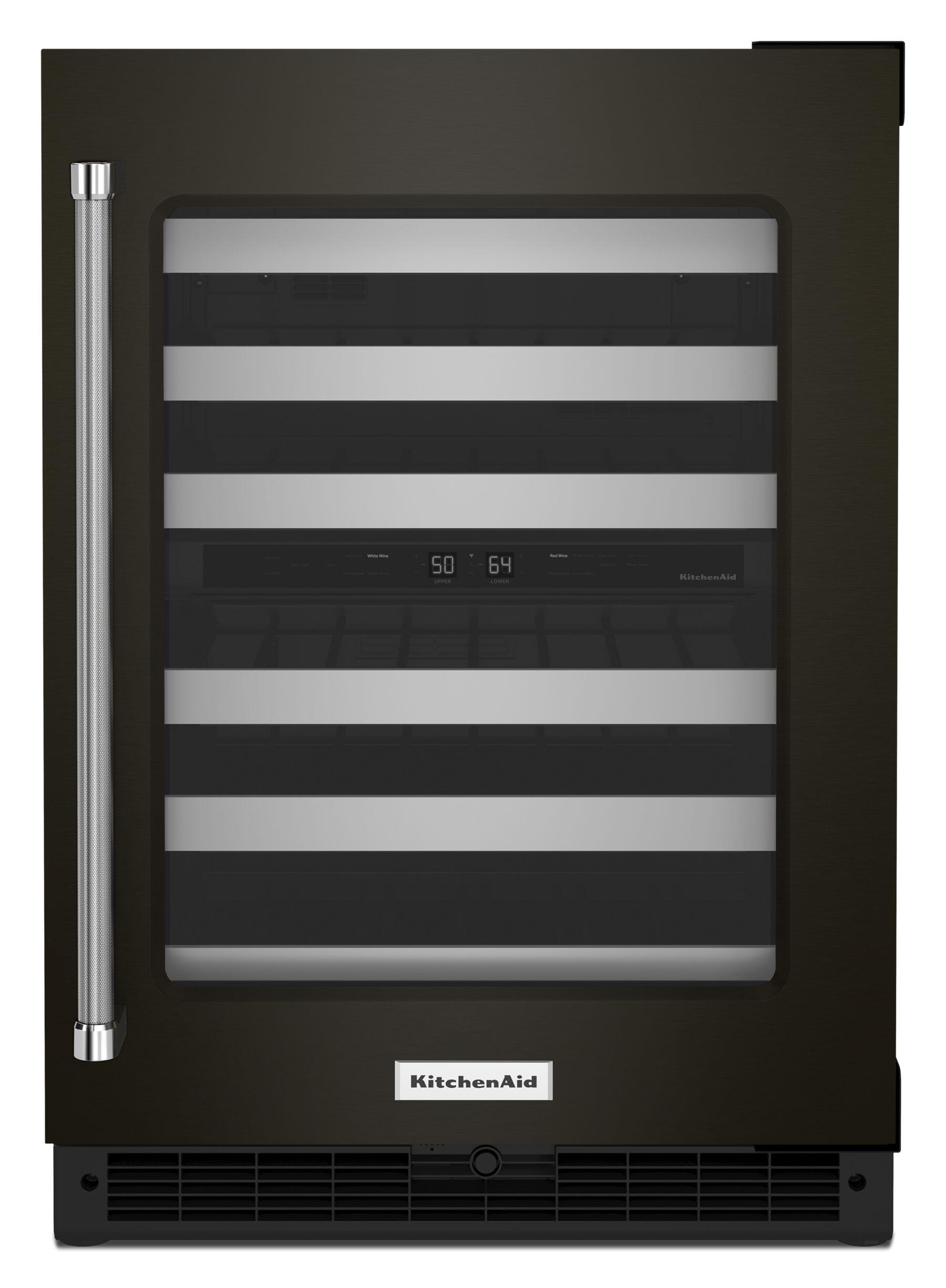 Kitchenaid KUWR314KBS 24" Undercounter Wine Cellar With Glass Door And Metal-Front Racks - Black Stainless