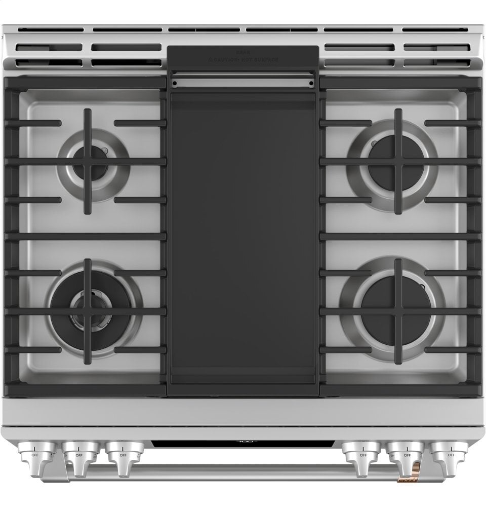 Cafe CGS700P2MS1 Café 30" Smart Slide-In, Front-Control, Gas Range With Convection Oven