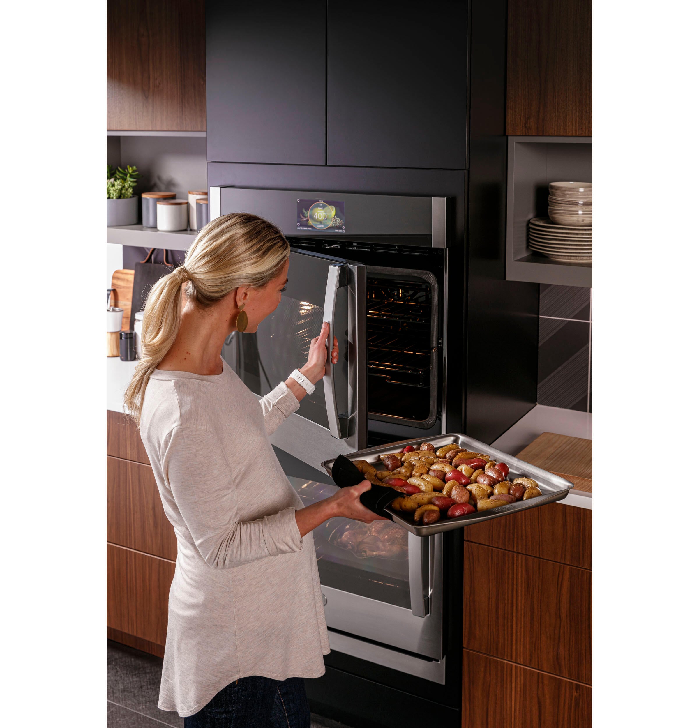 Ge Appliances PTD700RSNSS Ge Profile™ 30" Smart Built-In Convection Double Wall Oven With Right-Hand Side-Swing Doors