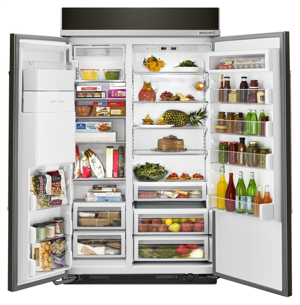 Kitchenaid KBSD608EBS 29.5 Cu. Ft 48-Inch Width Built-In Side By Side Refrigerator With Printshield™ Finish - Black Stainless Steel With Printshield™ Finish