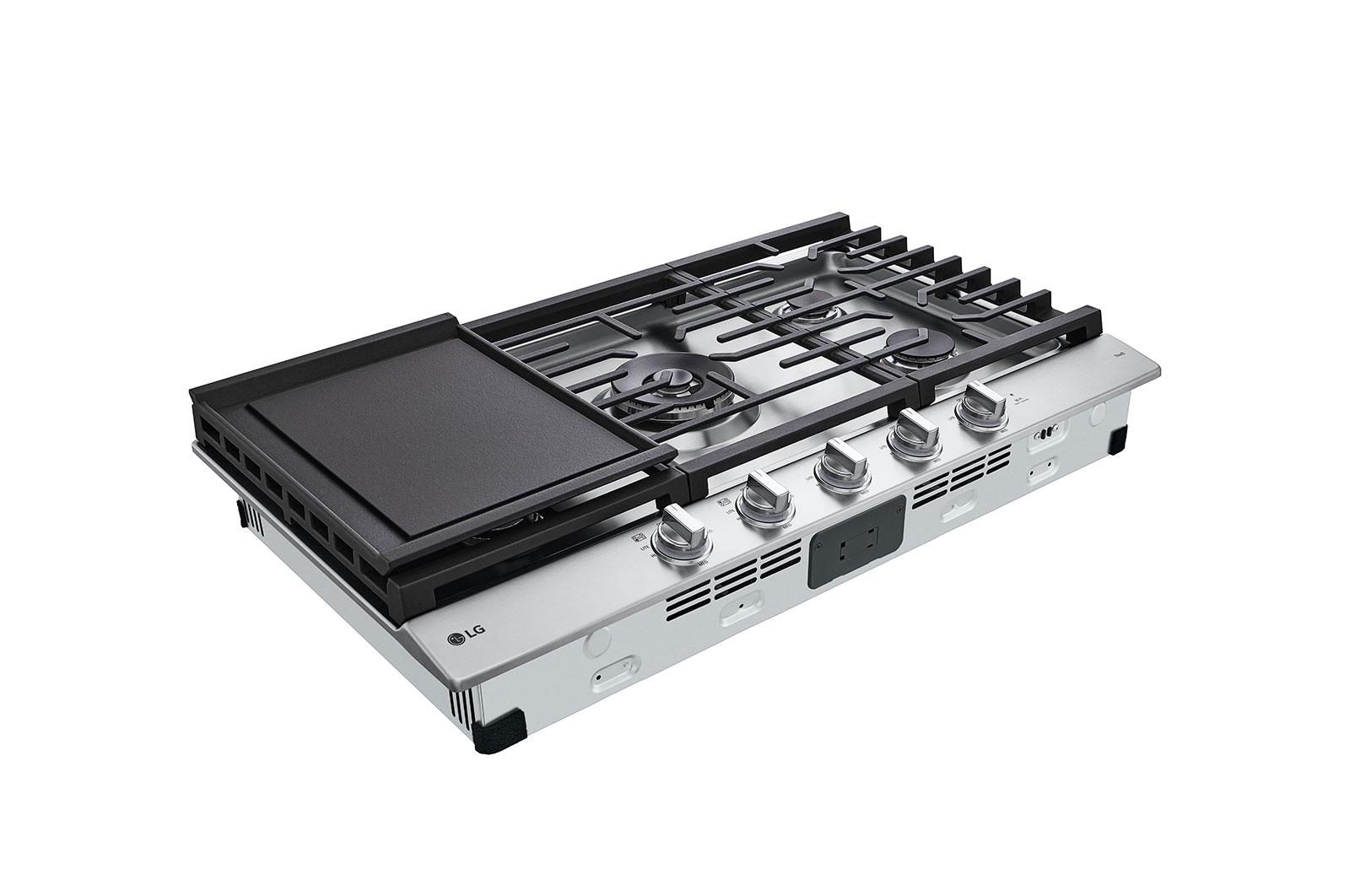 Lg CBGJ3627S 36" Smart Gas Cooktop With Ultraheat™ 22K Btu Dual Burner And Led Knobs