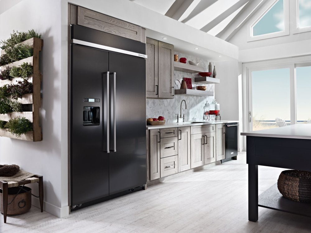 Kitchenaid KBSD608EBS 29.5 Cu. Ft 48-Inch Width Built-In Side By Side Refrigerator With Printshield™ Finish - Black Stainless Steel With Printshield™ Finish