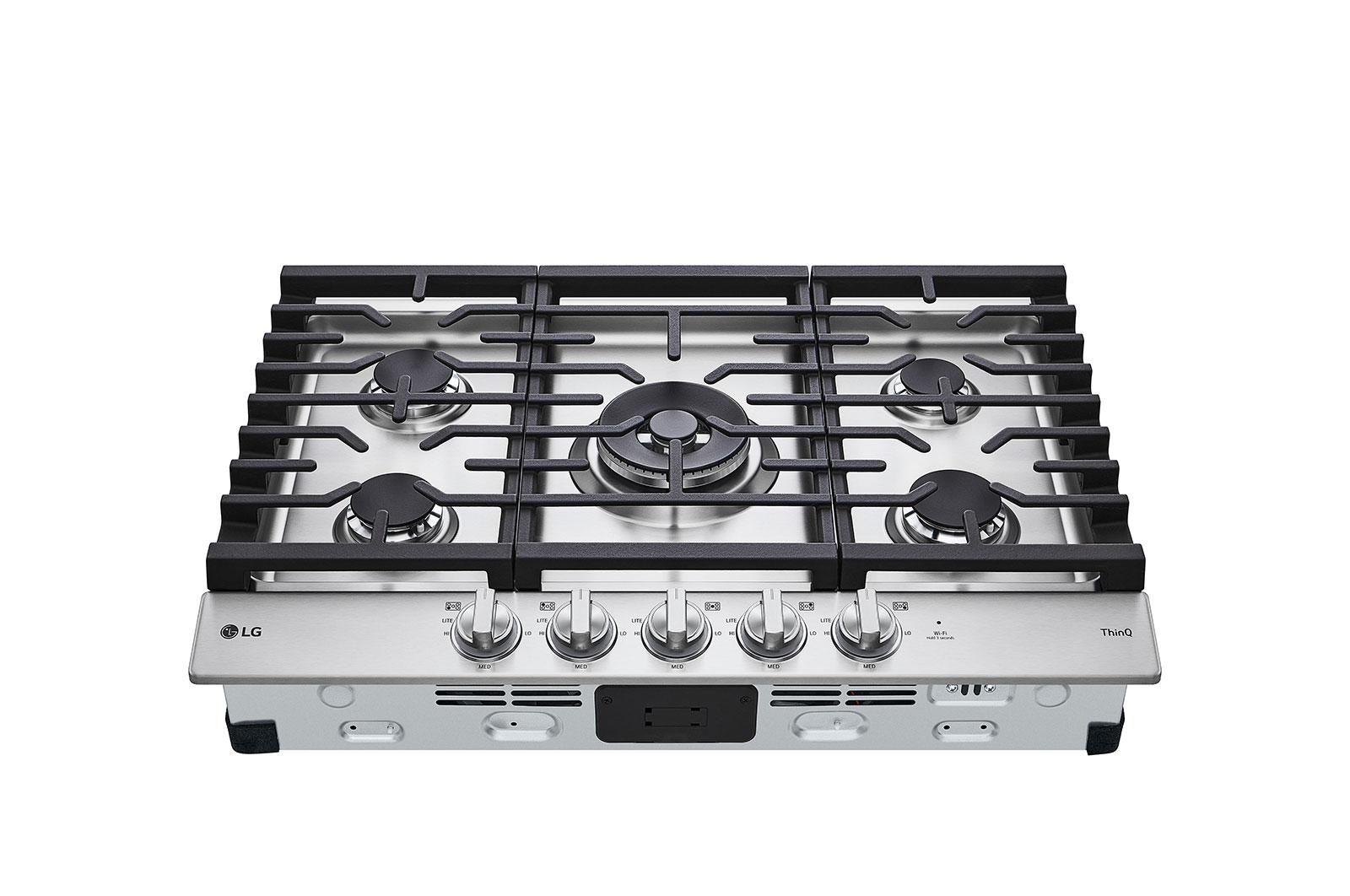 Lg CBGJ3027S 30" Smart Gas Cooktop With Ultraheat™ 22K Btu Dual Burner And Led Knobs