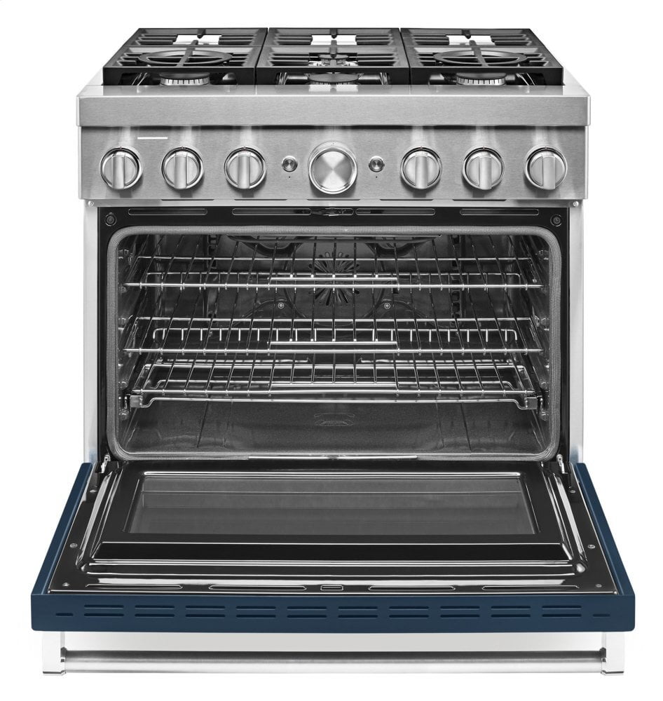 Kitchenaid KFDC506JIB Kitchenaid® 36'' Smart Commercial-Style Dual Fuel Range With 6 Burners - Ink Blue
