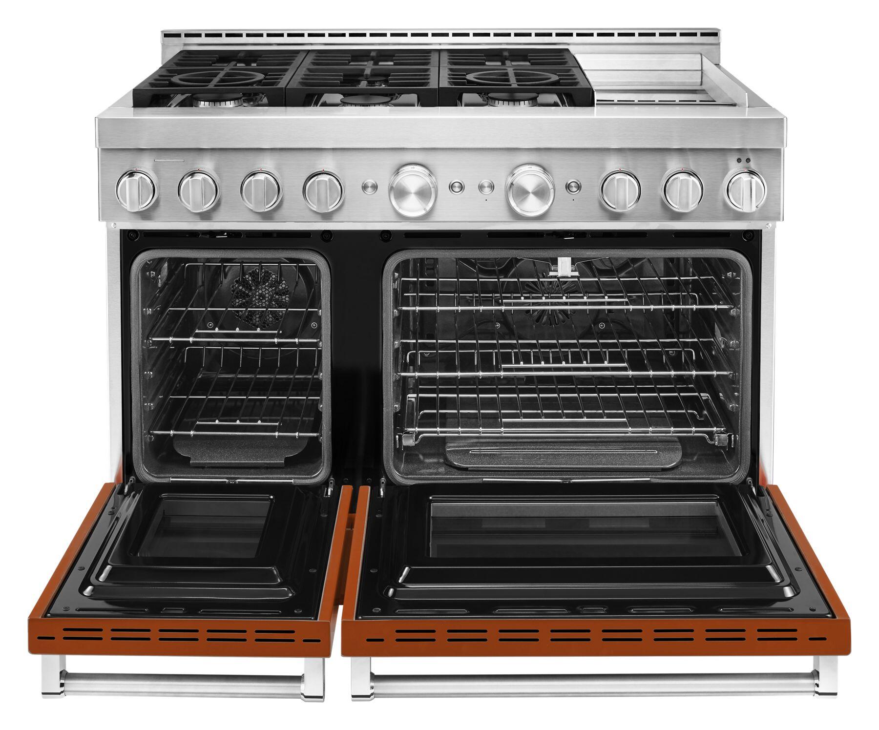 Kitchenaid KFGC558JSC Kitchenaid® 48'' Smart Commercial-Style Gas Range With Griddle - Scorched Orange