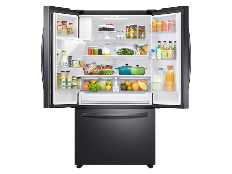 Samsung RF27T5501SG 26.5 Cu. Ft. Large Capacity 3-Door French Door Refrigerator With Family Hub™ And External Water & Ice Dispenser In Black Stainless Steel