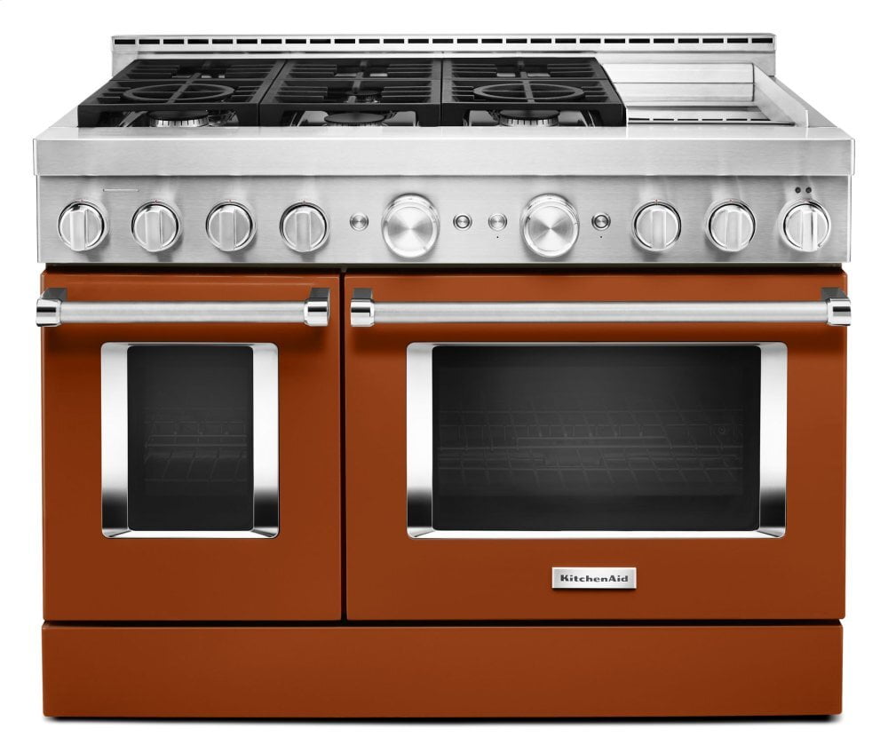 Kitchenaid KFGC558JSC Kitchenaid® 48'' Smart Commercial-Style Gas Range With Griddle - Scorched Orange